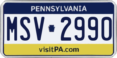 PA license plate MSV2990