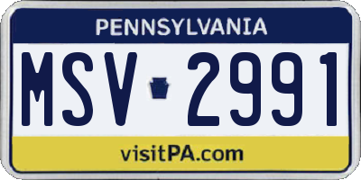 PA license plate MSV2991