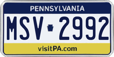 PA license plate MSV2992