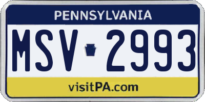 PA license plate MSV2993