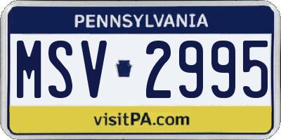 PA license plate MSV2995