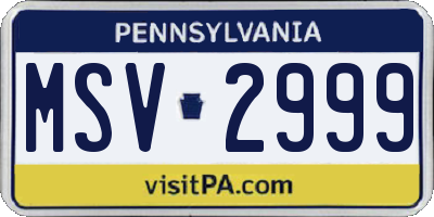 PA license plate MSV2999