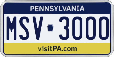 PA license plate MSV3000