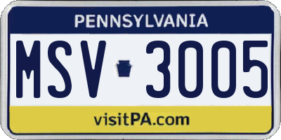 PA license plate MSV3005