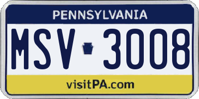 PA license plate MSV3008