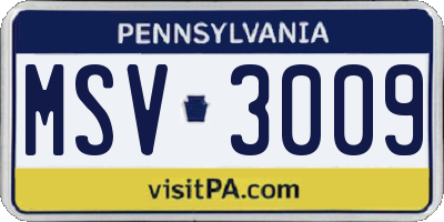 PA license plate MSV3009