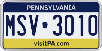 PA license plate MSV3010