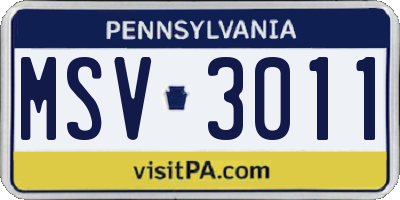 PA license plate MSV3011