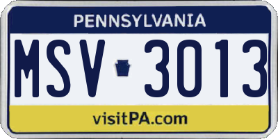 PA license plate MSV3013