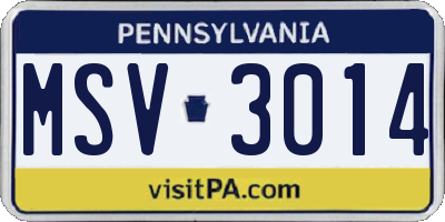 PA license plate MSV3014
