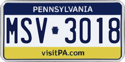 PA license plate MSV3018