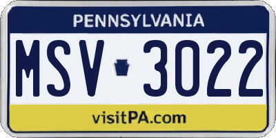 PA license plate MSV3022