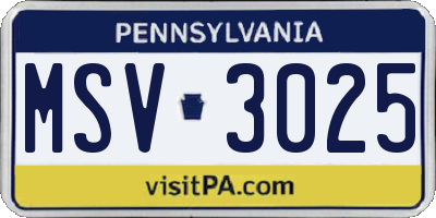 PA license plate MSV3025