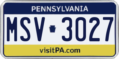 PA license plate MSV3027