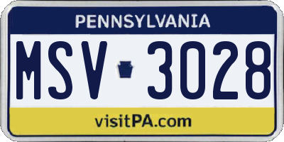 PA license plate MSV3028