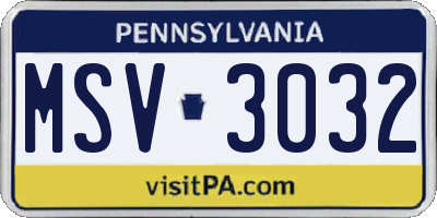 PA license plate MSV3032