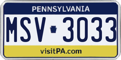 PA license plate MSV3033