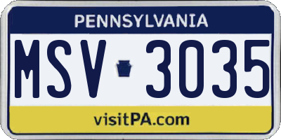 PA license plate MSV3035