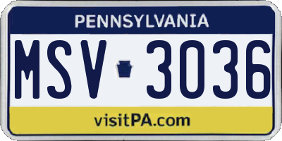 PA license plate MSV3036