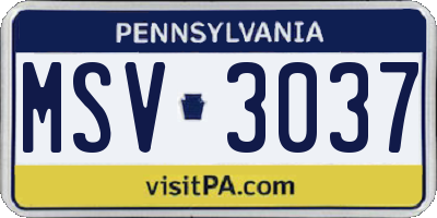PA license plate MSV3037