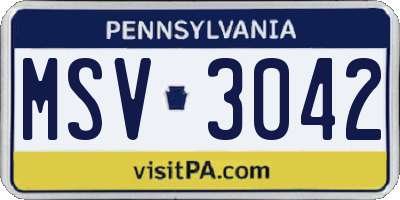 PA license plate MSV3042