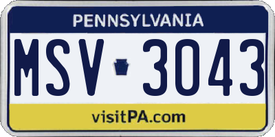 PA license plate MSV3043