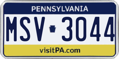 PA license plate MSV3044