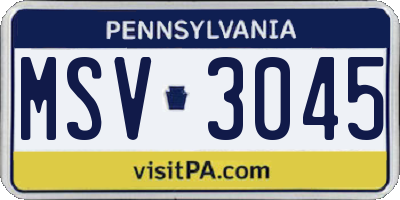PA license plate MSV3045