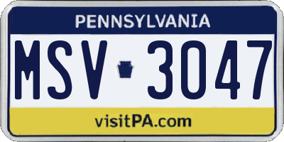 PA license plate MSV3047