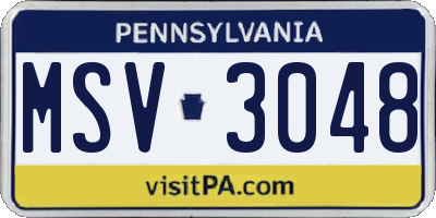 PA license plate MSV3048