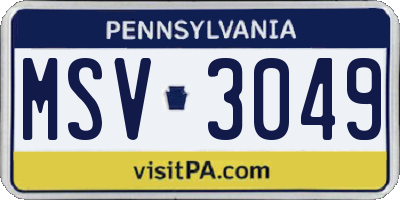 PA license plate MSV3049