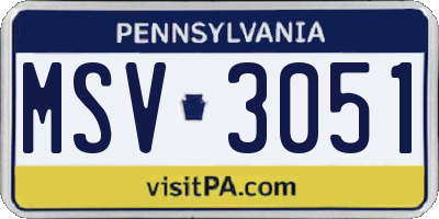 PA license plate MSV3051