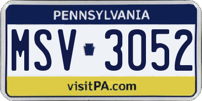 PA license plate MSV3052