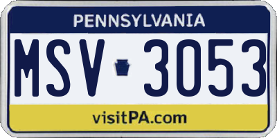 PA license plate MSV3053