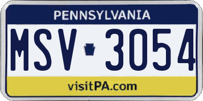 PA license plate MSV3054