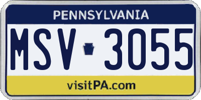 PA license plate MSV3055