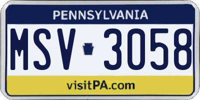 PA license plate MSV3058