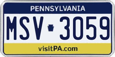 PA license plate MSV3059