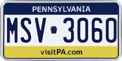 PA license plate MSV3060