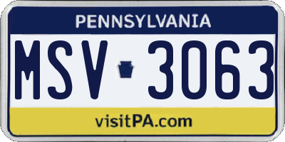 PA license plate MSV3063