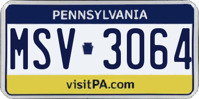 PA license plate MSV3064