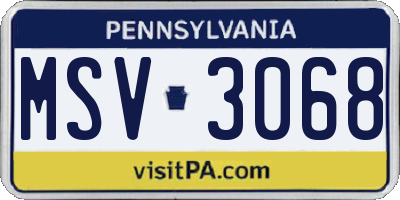 PA license plate MSV3068