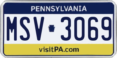 PA license plate MSV3069