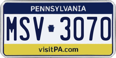 PA license plate MSV3070