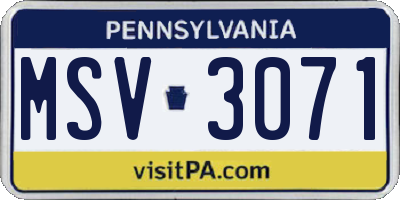 PA license plate MSV3071