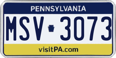 PA license plate MSV3073