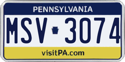 PA license plate MSV3074