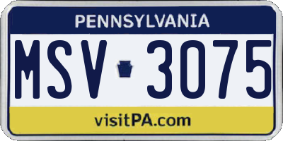 PA license plate MSV3075