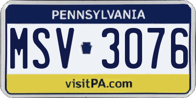 PA license plate MSV3076