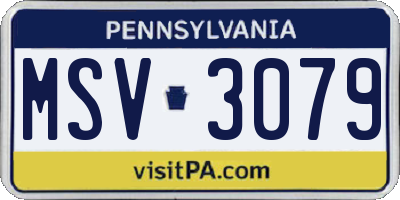 PA license plate MSV3079